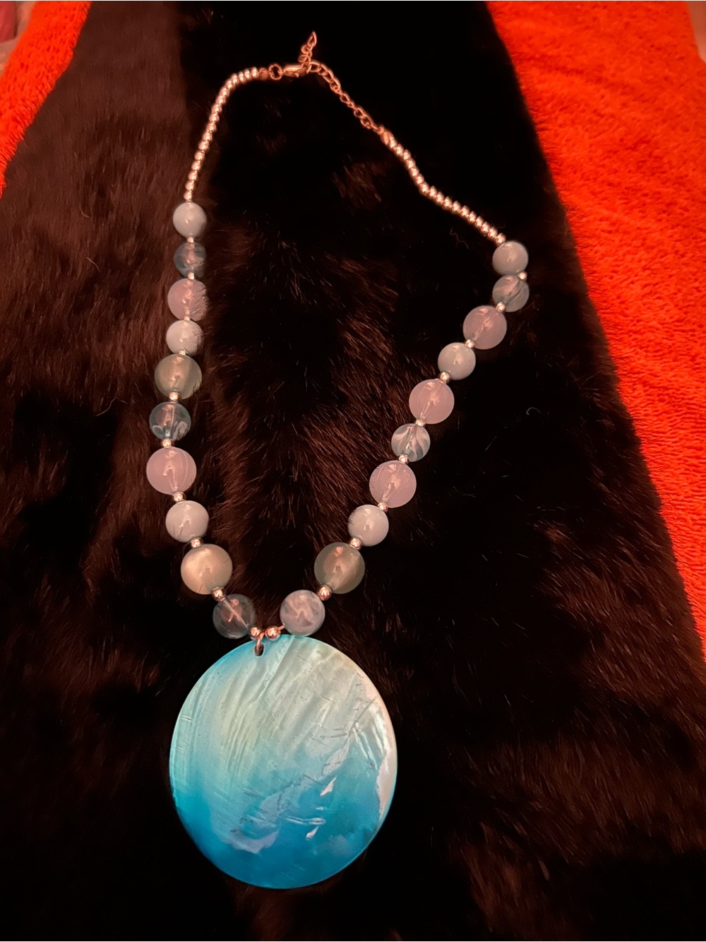 Blue Beaded Pendant Necklace - Women's Jewelry